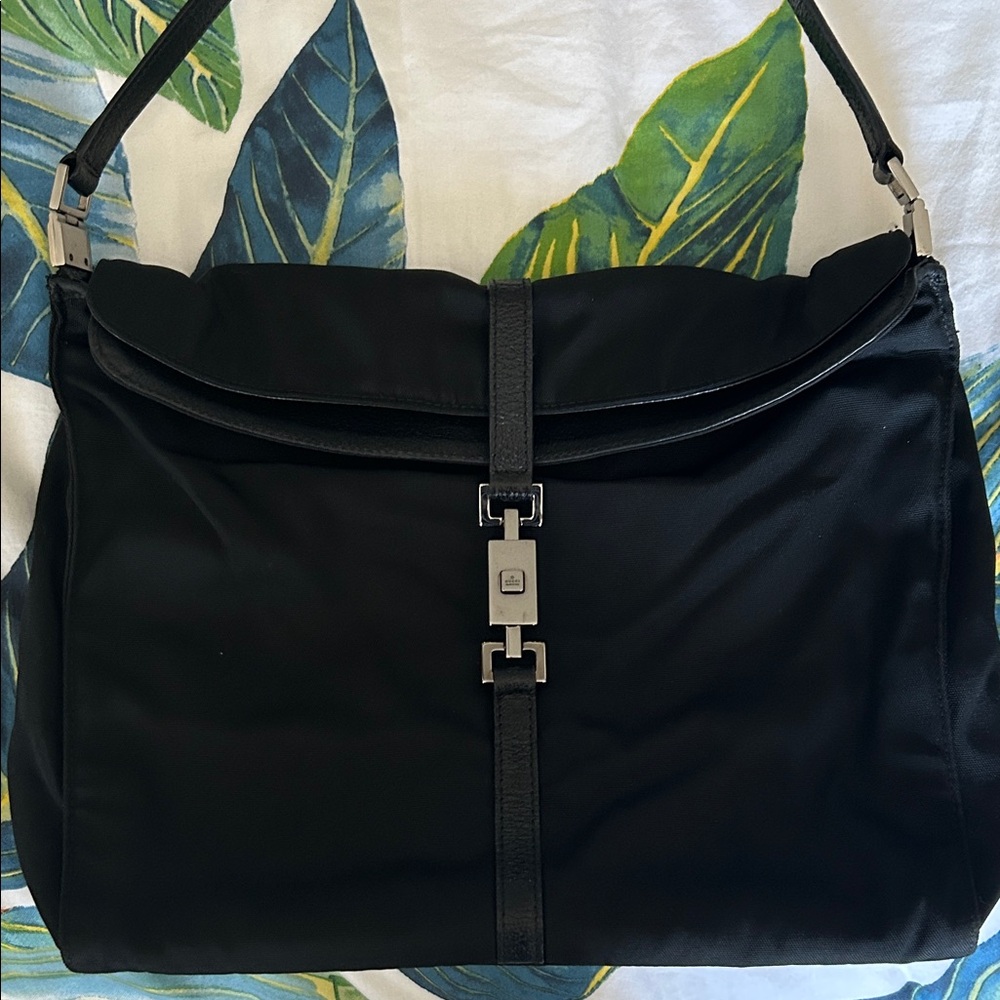 Gucci leather trim Shoulder Bag